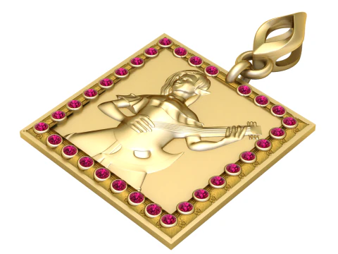 ミュージシャンのポートレートペンダント 3Dプリントモデル