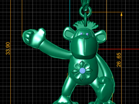 Cute Teddy Character Pendant 3D Print Model