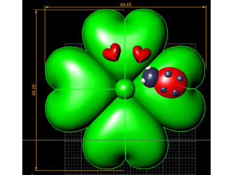 Lucky Clover Heart Charm Cute 3D Printable Decorative Model for Jewelry Collectibles 3D Print Model