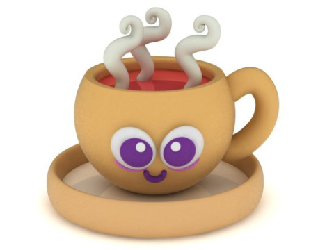 Simpatica tazza di caff&egrave; con faccina stampabile in 3D, figurina di tazza di cartone animato Modello di stampa 3D