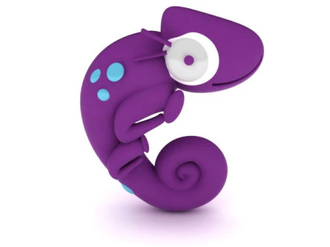 Patung Resin Logam Patung Kartun Cetak 3D Duo Bunglon Lucu Siap Model Cetak 3D