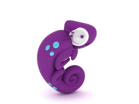 Cute Chameleon Duo 3D Printable Cartoon Figurine Metal Resin Cast Ready 3D Print Model