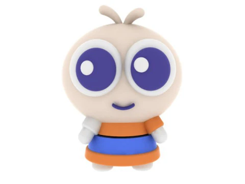 Niedliches 3D-druckbares Spielzeugfigurenmodell mit gro&szlig;&auml;ugigem Chibi-Charakter 3D Druckmodell