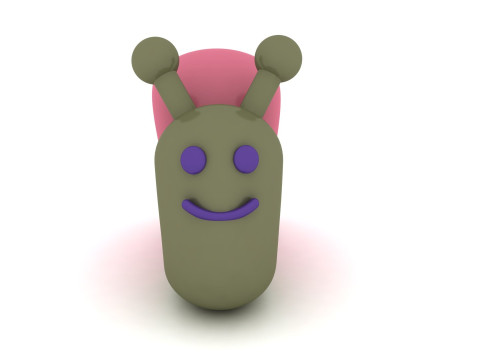 Niedliche lächelnde Schneckenfigur, 3D-druckbares Cartoon-Figurenmodell 3D Druckmodell