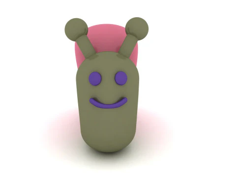 Simpatico personaggio sorridente della lumaca Modello di statuetta di cartone animato stampabile 3D Modello di stampa 3D
