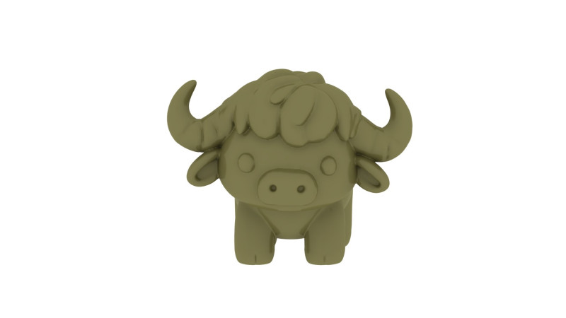 Cute Chibi Buffalo Toy 3D Printable Cartoon Animal Figurine for Toys Collectibles 3D Print Model .c4d .max .obj .3ds .fbx .stl .blend