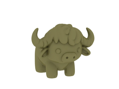 Cute Chibi Buffalo Toy 3D Printable Cartoon Animal Figurine for Toys Collectibles 3D Print Model