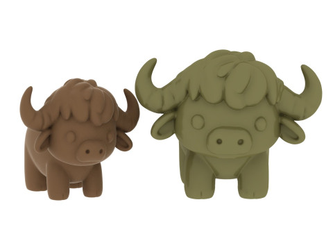 Cute Chibi Buffalo Toy 3D Printable Cartoon Animal Figurine for Toys Collectibles 3D Print Model