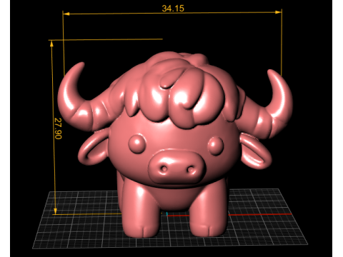 Cute Chibi Buffalo Toy 3D Printable Cartoon Animal Figurine for Toys Collectibles 3D Print Model