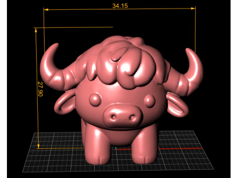 Cute Chibi Buffalo Toy 3D Printable Cartoon Animal Figurine for Toys Collectibles 3D Print Model