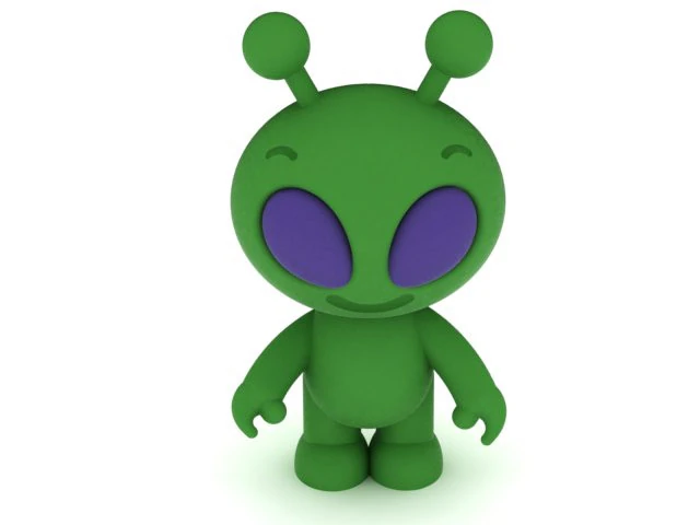 3D Printable Cute Green Alien Character Model 3D Print Model .c4d .max .obj .3ds .fbx .stl .blend 