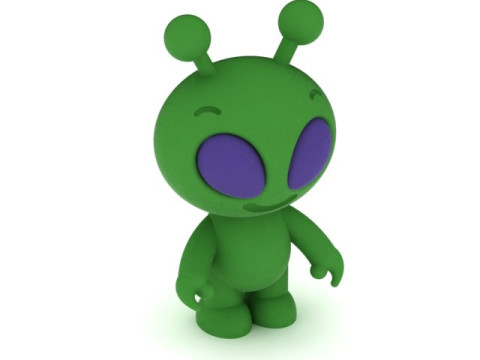 3D Printable Cute Green Alien Character Model 3D Print Model