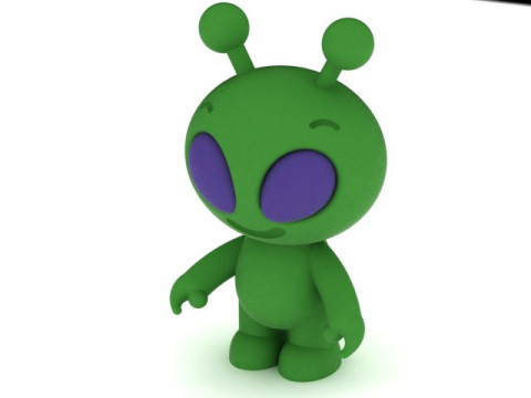 3D Printable Cute Green Alien Character Model 3D Print Model