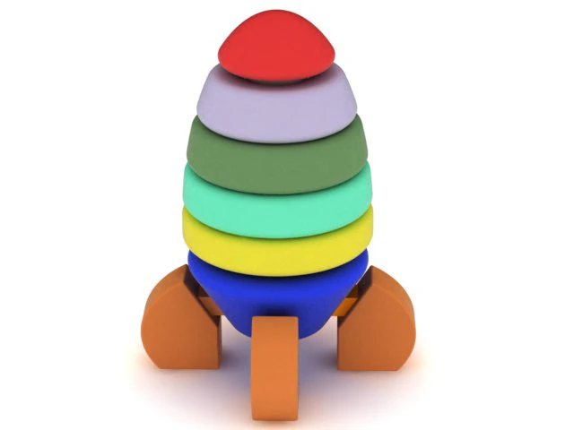 3D Printable Rocket Stacking Toy Model 3D Print Model .c4d .max .obj .3ds .fbx .stl .blend 