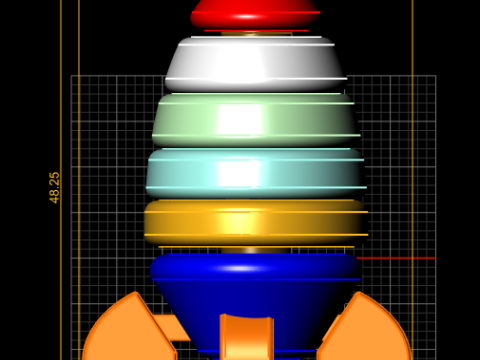 3D-druckbares Raketen-Stapelspielzeugmodell 3D Druckmodell