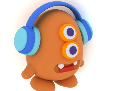 3D Printable Monster with Headphones Model 3D Print Model