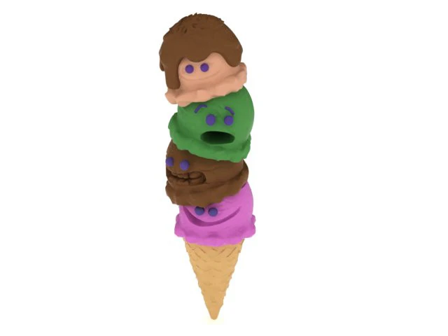 3D Printable Monster Ice Cream Cone Toy Model 3D Print Model .c4d .max .obj .3ds .fbx .stl .blend