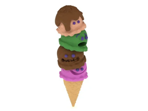 3D Printable Monster Ice Cream Cone Toy Model 3D Print Model