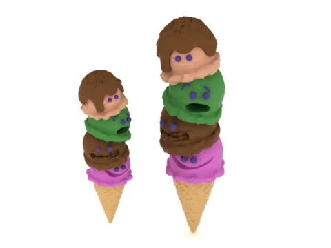 3D Printable Monster Ice Cream Cone Toy Model 3D Print Model