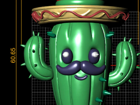 3D Printable Cactus with Sombrero Toy Model 3D Print Model