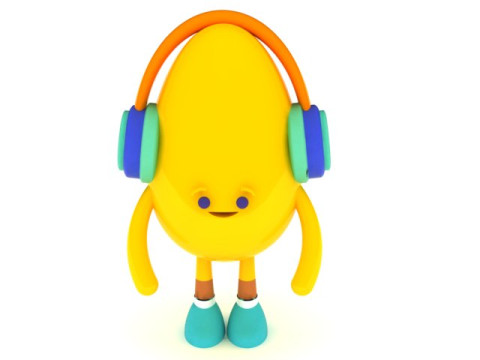 Personnage jaune imprimable en 3D avec modèle d'écouteurs Modèles 3D en vedette