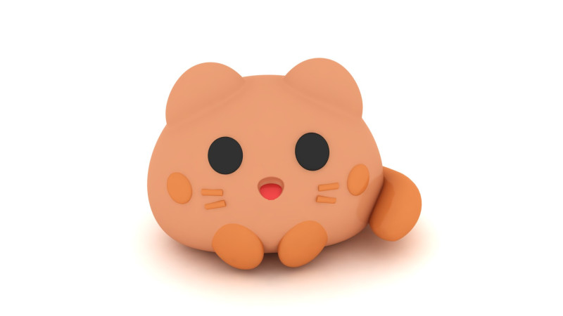 3D Printable Cute Cat Toy Model 3D Print Model .c4d .max .obj .3ds .fbx .stl .blend