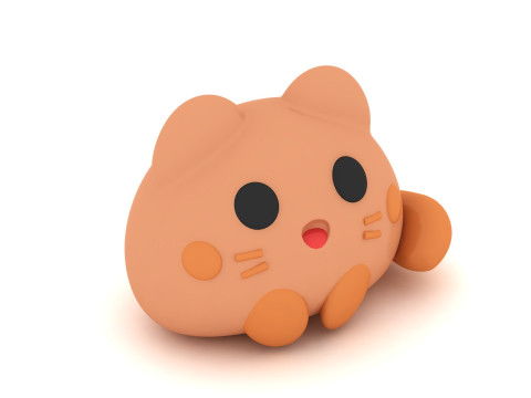 3D Printable Cute Cat Toy Model 3D Print Model