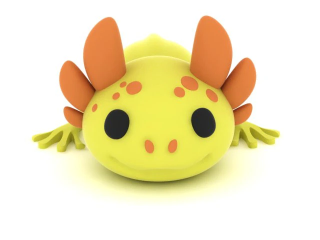 3D Printable Cute Axolotl Toy Model 3D Print Model .c4d .max .obj .3ds .fbx .stl .blend 