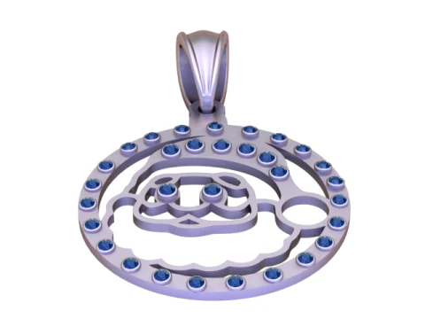 Elegant Circular Gold Pendant with Ruby Stone Setting Luxury 3D Printable Jewelry Design 3D Model