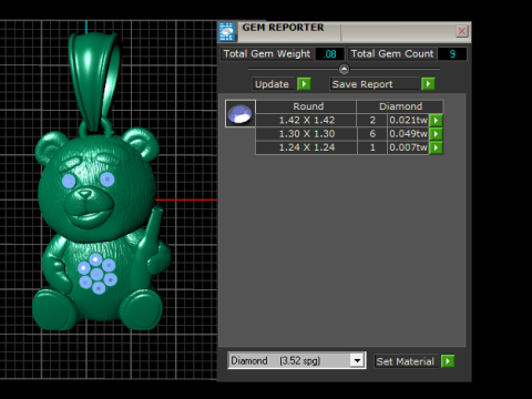 Joli pendentif en or ours en peluche avec accents de pierre rubis Mod&egrave;le de bijoux imprimable en 3D Modèle 3D