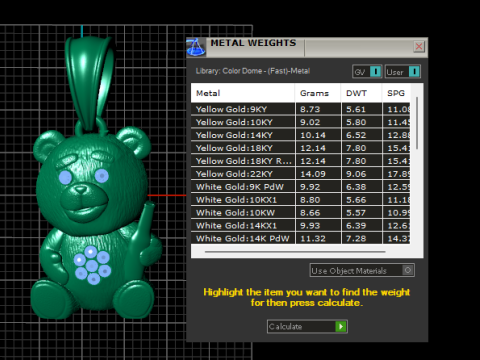 Joli pendentif en or ours en peluche avec accents de pierre rubis Mod&egrave;le de bijoux imprimable en 3D Modèle 3D