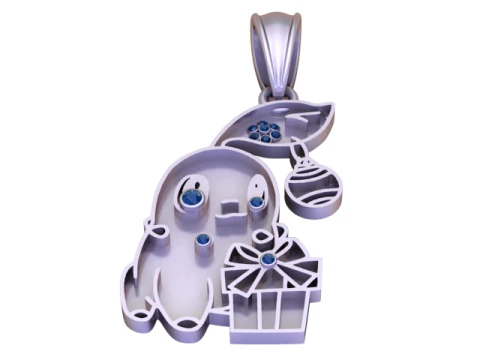 Cute Cartoon Girl Pendant with Ruby Stone Accents 3D Printable Luxury Jewelry Design 3D Model