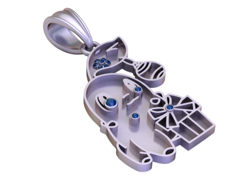 Cute Cartoon Girl Pendant with Ruby Stone Accents 3D Printable Luxury Jewelry Design 3D Model