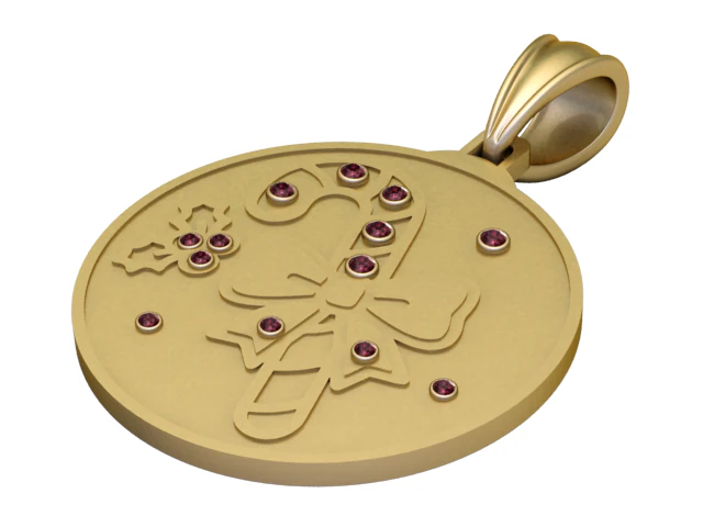 Elegant Christmas Bell Gold Pendant with Ruby Stone Accents 3D Printable Jewelry Design 3D Model .c4d .max .obj .3ds .fbx .stl .blend 