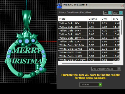 Merry Christmas Gold Pendant with Ruby Stone Accents 3D Printable Holiday Jewelry Design 3D Model