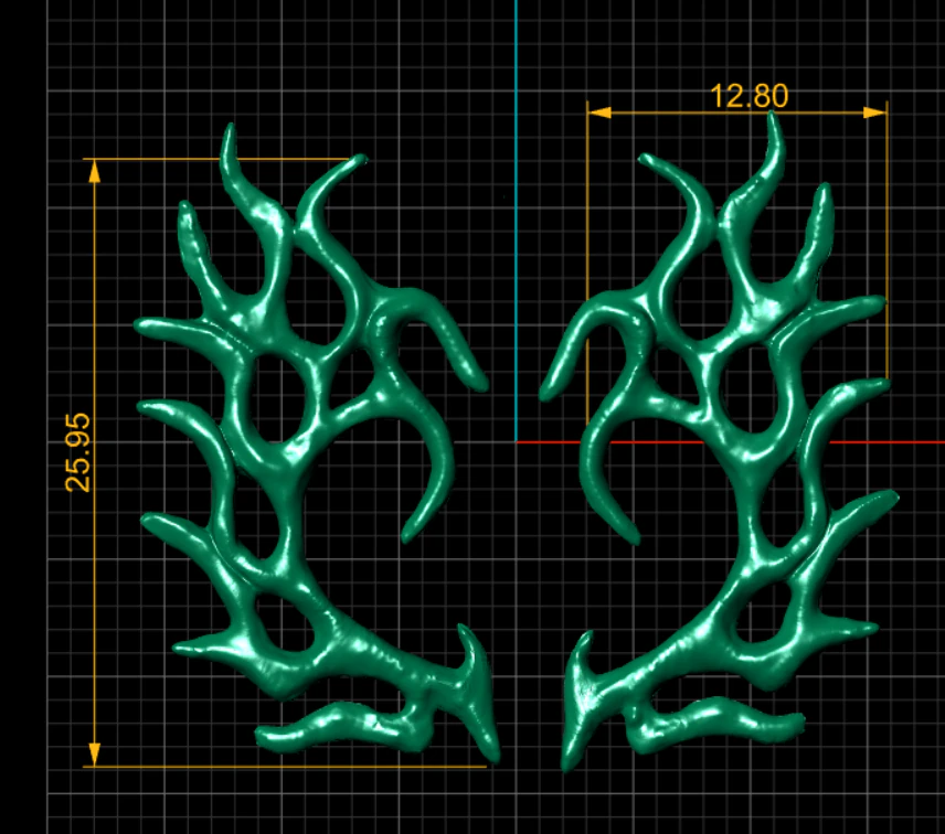 Abstract Coral-Inspired Earrings Organic High-Detail 3D Printable Jewelry Model 3D Model .c4d .max .obj .3ds .fbx .stl .blend 