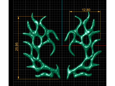 추상 산호에서 영감을 받은 귀걸이 유기농 고해상도 3D 인쇄 가능한 주얼리 모델 3D 모델