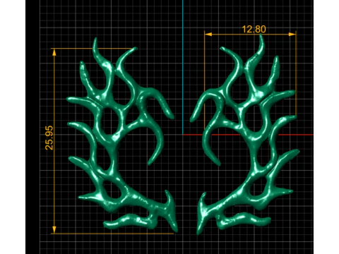 Абстрактні коралові сережки, органічні високодеталізовані 3D-модель ювелірних виробів для друку 3D Модель