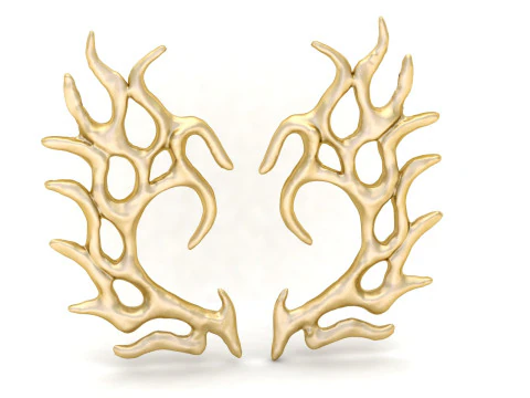 Abstract Coral-Inspired Earrings Organic High-Detail 3D Printable Jewelry Model 3D Model