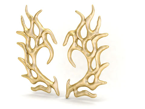 Abstract Coral-Inspired Earrings Organic High-Detail 3D Printable Jewelry Model 3D Model