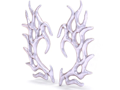 Abstract Coral-Inspired Earrings Organic High-Detail 3D Printable Jewelry Model 3D Model