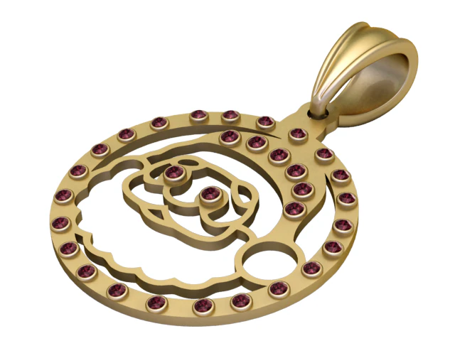 Elegant Rose Halo Pendant Luxury 3D Printable Jewelry Design 3D Model .c4d .max .obj .3ds .fbx .stl .blend 