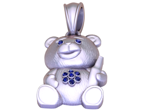 Розкішна модель ювелірного виробу з підвіскою &laquo;ведмедик Тедді&raquo; для 3D-друку з оправою з дорогоцінних каменів 3D Модель