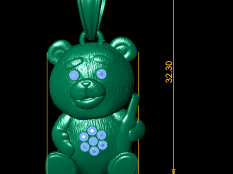 Розкішна модель ювелірного виробу з підвіскою &laquo;ведмедик Тедді&raquo; для 3D-друку з оправою з дорогоцінних каменів 3D Модель
