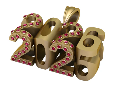 2026 Gemstone Year Pendant Luxury 3D Printable Number Jewelry 3D Model
