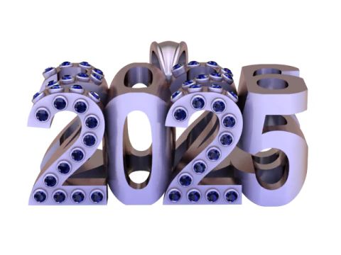 2026 Gemstone Year Pendant Luxury 3D Printable Number Jewelry 3D Model