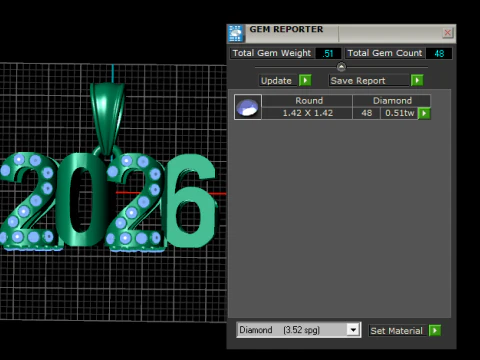 2026 Gemstone Year Pendant Luxury 3D Printable Number Jewelry 3D Model