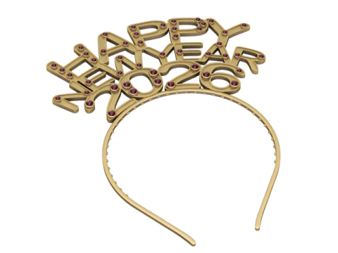 Yeni Yılınız Kutlu Olsun 2026 Değerli Taş Ta&ccedil; L&uuml;ks 3D Yazdırılabilir Kafa Takı 3D Model