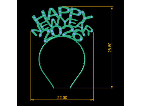 Happy New Year 2026 Gemstone Tiara Luxury 3D Printable Head Jewelry 3D Model