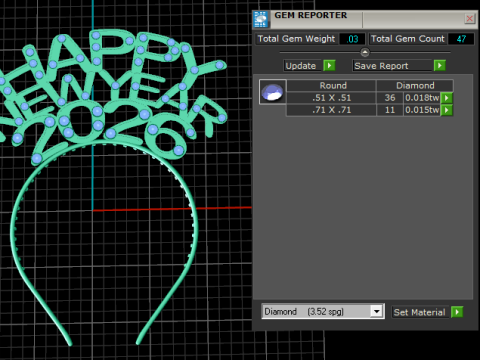 Happy New Year 2026 Gemstone Tiara Luxury 3D Printable Head Jewelry 3D Model